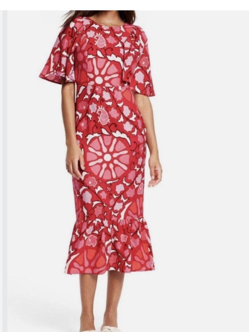 RHODE x Target Women's Zinnia Floral Print Bell Sleeve Midi Linen Dress Size 10